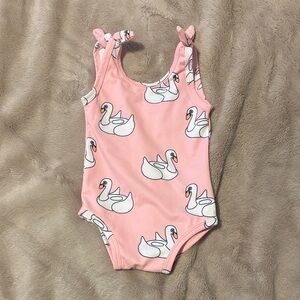 Pink Swan Kids Swimsuit
